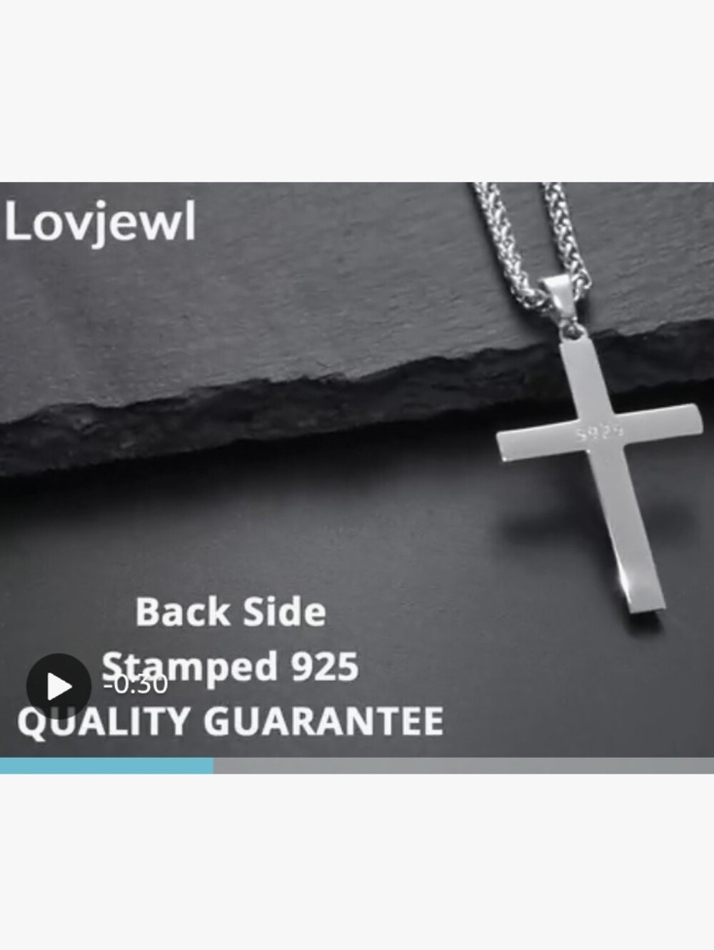 18" Sterling Silver Cross Pendant And Stainless Steel Wheat Chain Necklace - Picture 8 of 8